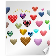 Hearts Puffy Shiny Love Sticker Canvas 11  X 14  by Pakrebo