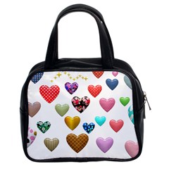 Hearts Puffy Shiny Love Sticker Classic Handbag (two Sides) by Pakrebo