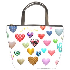 Hearts Puffy Shiny Love Sticker Bucket Bag by Pakrebo