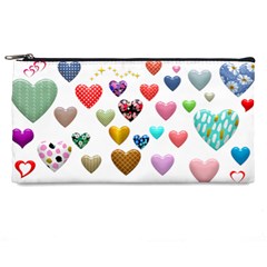 Hearts Puffy Shiny Love Sticker Pencil Cases by Pakrebo