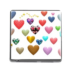 Hearts Puffy Shiny Love Sticker Memory Card Reader (square 5 Slot) by Pakrebo