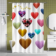 Hearts Puffy Shiny Love Sticker Shower Curtain 48  X 72  (small)  by Pakrebo