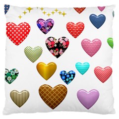 Hearts Puffy Shiny Love Sticker Large Cushion Case (one Side) by Pakrebo