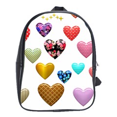 Hearts Puffy Shiny Love Sticker School Bag (xl) by Pakrebo