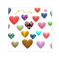 Hearts Puffy Shiny Love Sticker Small Satin Scarf (square) by Pakrebo