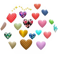 Hearts Puffy Shiny Love Sticker Wooden Puzzle Hexagon by Pakrebo