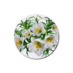 Lilies Flowers Perfume Arrangement Rubber Coaster (round)  by Pakrebo