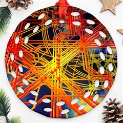 Board Circuits Control Center Trace Ornament (round Filigree) by Pakrebo