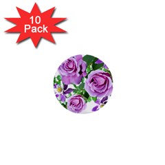 Flowers Roses Aquilegias Ferns 1  Mini Buttons (10 Pack)  by Pakrebo