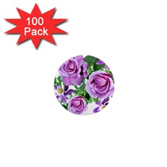 Flowers Roses Aquilegias Ferns 1  Mini Magnets (100 Pack)  by Pakrebo