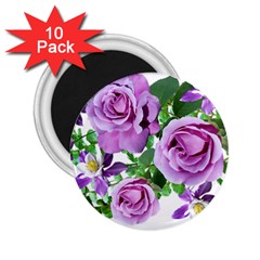 Flowers Roses Aquilegias Ferns 2 25  Magnets (10 Pack)  by Pakrebo