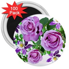 Flowers Roses Aquilegias Ferns 3  Magnets (100 Pack) by Pakrebo