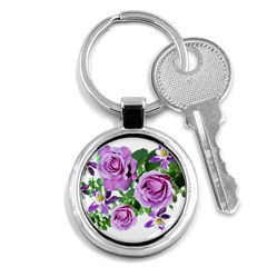 Flowers Roses Aquilegias Ferns Key Chain (round) by Pakrebo