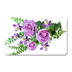 Flowers Roses Aquilegias Ferns Magnet (rectangular) by Pakrebo