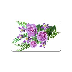 Flowers Roses Aquilegias Ferns Magnet (name Card) by Pakrebo