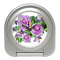 Flowers Roses Aquilegias Ferns Travel Alarm Clock by Pakrebo