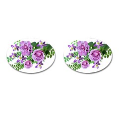 Flowers Roses Aquilegias Ferns Cufflinks (oval) by Pakrebo