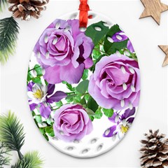 Flowers Roses Aquilegias Ferns Oval Filigree Ornament (two Sides)