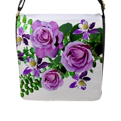 Flowers Roses Aquilegias Ferns Flap Closure Messenger Bag (l) by Pakrebo