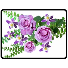 Flowers Roses Aquilegias Ferns Double Sided Fleece Blanket (large)  by Pakrebo