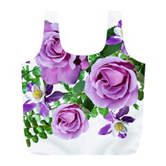 Flowers Roses Aquilegias Ferns Full Print Recycle Bag (l) by Pakrebo