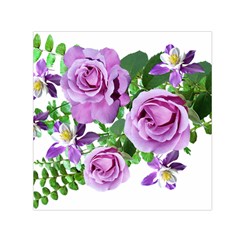 Flowers Roses Aquilegias Ferns Small Satin Scarf (square) by Pakrebo