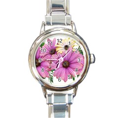 Flowers Daisies Arrangement Garden Round Italian Charm Watch by Pakrebo