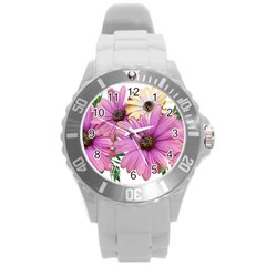 Flowers Daisies Arrangement Garden Round Plastic Sport Watch (l) by Pakrebo