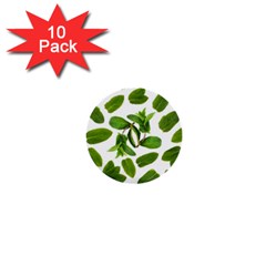 Mint Seamless Pattern Leaf Green 1  Mini Buttons (10 Pack)  by Pakrebo