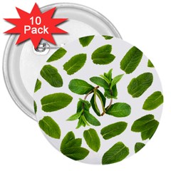 Mint Seamless Pattern Leaf Green 3  Buttons (10 Pack)  by Pakrebo