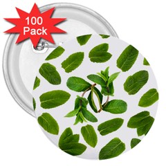 Mint Seamless Pattern Leaf Green 3  Buttons (100 Pack)  by Pakrebo