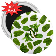 Mint Seamless Pattern Leaf Green 3  Magnets (100 Pack) by Pakrebo