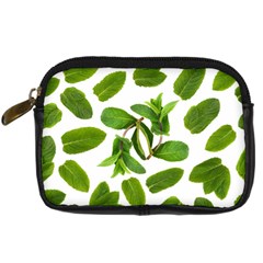 Mint Seamless Pattern Leaf Green Digital Camera Leather Case