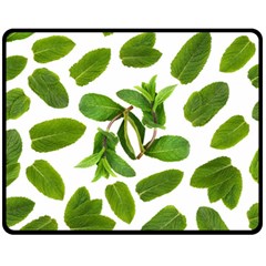 Mint Seamless Pattern Leaf Green Fleece Blanket (medium)  by Pakrebo