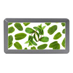 Mint Seamless Pattern Leaf Green Memory Card Reader (mini) by Pakrebo