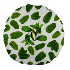 Mint Seamless Pattern Leaf Green Large 18  Premium Flano Round Cushions by Pakrebo