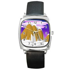 Europa Positive Thinking Mountain Square Metal Watch by Pakrebo