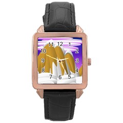 Europa Positive Thinking Mountain Rose Gold Leather Watch  by Pakrebo