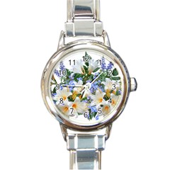 Flowers Lilies Arrangement Bouquet Round Italian Charm Watch by Pakrebo