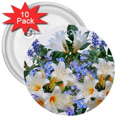 Flowers Lilies Arrangement Bouquet 3  Buttons (10 Pack)  by Pakrebo