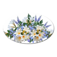 Flowers Lilies Arrangement Bouquet Oval Magnet by Pakrebo