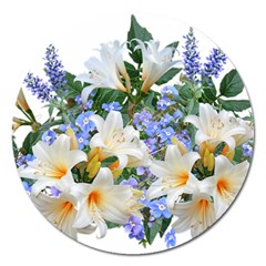 Flowers Lilies Arrangement Bouquet Magnet 5  (round) by Pakrebo