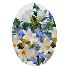 Flowers Lilies Arrangement Bouquet Oval Ornament (two Sides) by Pakrebo