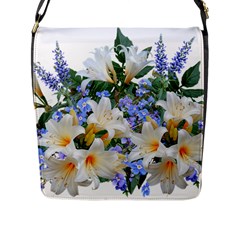 Flowers Lilies Arrangement Bouquet Flap Closure Messenger Bag (l) by Pakrebo