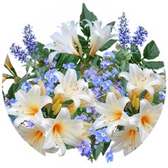 Flowers Lilies Arrangement Bouquet Wooden Puzzle Round by Pakrebo