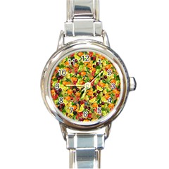 Background Pattern Structure Fruit Round Italian Charm Watch by Pakrebo