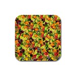 Background Pattern Structure Fruit Rubber Square Coaster (4 pack)  Front