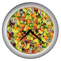 Background Pattern Structure Fruit Wall Clock (silver) by Pakrebo