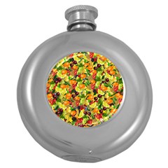 Background Pattern Structure Fruit Round Hip Flask (5 Oz) by Pakrebo