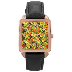 Background Pattern Structure Fruit Rose Gold Leather Watch  by Pakrebo